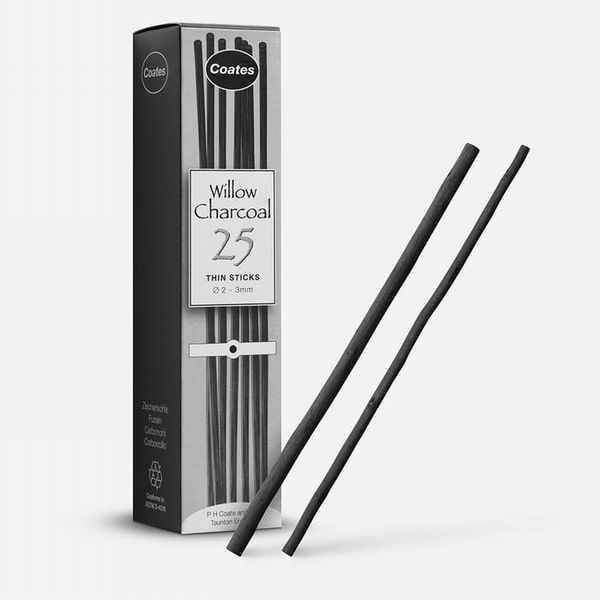 Willow Charcoal 25 Thin Sticks